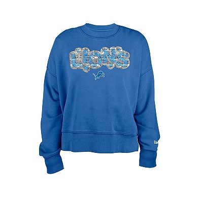 Girl's New Era Blue Detroit Lions Flip Sequin Sweatshirt