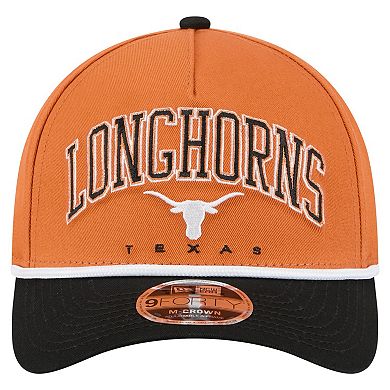 Men's New Era Texas Orange/Black Texas Longhorns Arch Two-Tone Rope 9FORTY A-Frame M-Crown Adjustable Hat