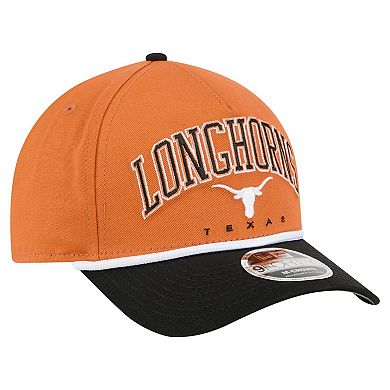 Men's New Era Texas Orange/Black Texas Longhorns Arch Two-Tone Rope 9FORTY A-Frame M-Crown Adjustable Hat