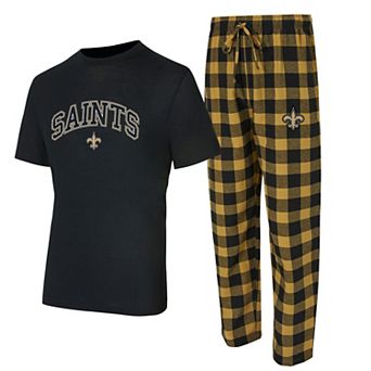Men's Concepts Sport Black/Gold New Orleans Saints Big & Tall Avondale T-Shirt & Flannel Pants Sleep Set