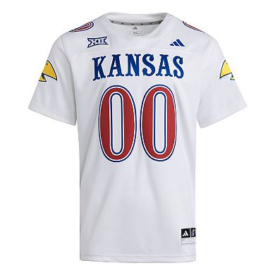 Men's adidas #00 White Kansas Jayhawks Premier Strategy Jersey
