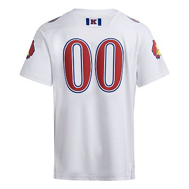 Men's adidas #00 White Kansas Jayhawks Premier Strategy Jersey