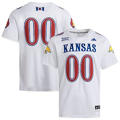 Men's adidas #00 White Kansas Jayhawks Premier Strategy Jersey