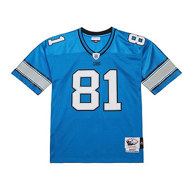Men's Mitchell & Ness Calvin Johnson Blue Detroit Lions 2007 Authentic Throwback Retired Player Jersey
