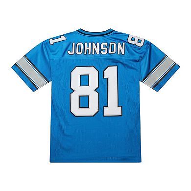 Men's Mitchell & Ness Calvin Johnson Blue Detroit Lions 2007 Authentic Throwback Retired Player Jersey