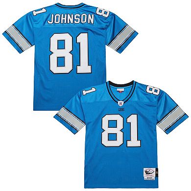Men's Mitchell & Ness Calvin Johnson Blue Detroit Lions 2007 Authentic Throwback Retired Player Jersey