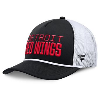 Men's Fanatics Black/White Detroit Red Wings Heritage Dutch A-Frame Trucker Adjustable Hat