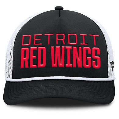 Men's Fanatics Black/White Detroit Red Wings Heritage Dutch A-Frame Trucker Adjustable Hat
