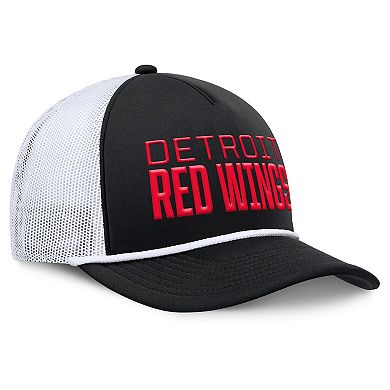 Men's Fanatics Black/White Detroit Red Wings Heritage Dutch A-Frame Trucker Adjustable Hat