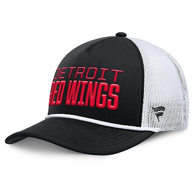 Men's Fanatics Black/White Detroit Red Wings Heritage Dutch A-Frame Trucker Adjustable Hat