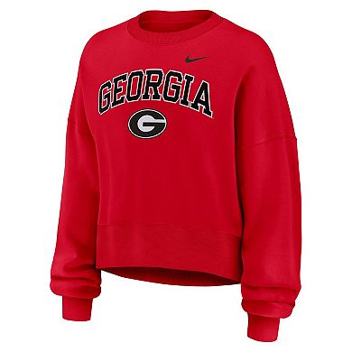 Women's Nike Red Georgia Bulldogs Oversized Phoenix Arch Pullover Sweatshirt