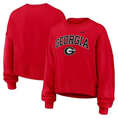 Women's Nike Red Georgia Bulldogs Oversized Phoenix Arch Pullover Sweatshirt