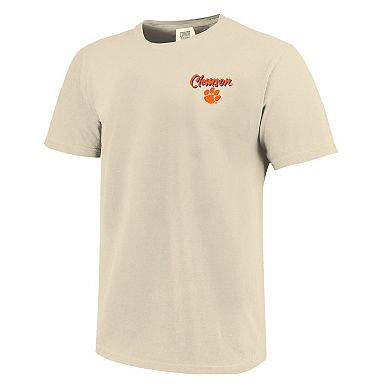 Men's Image One Natural Clemson Tigers Comfort Colors Hand-Drawn Campus Stack T-Shirt