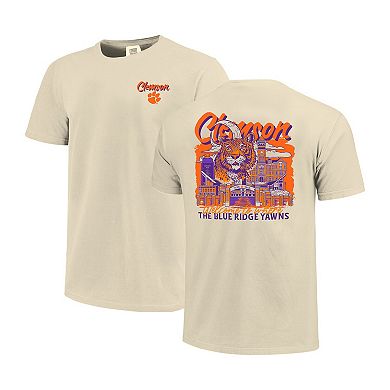 Men's Image One Natural Clemson Tigers Comfort Colors Hand-Drawn Campus Stack T-Shirt