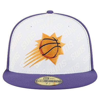 Men's New Era White/Purple Phoenix Suns Repeat 59Fifty Fitted Hat
