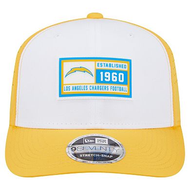 Men's New Era White/Gold Los Angeles Chargers Established Patch 9SEVENTY Adjustable Hat