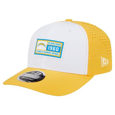 Men's New Era White/Gold Los Angeles Chargers Established Patch 9SEVENTY Adjustable Hat