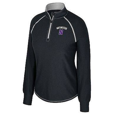 Women's Colosseum Black Northwestern Wildcats Bikram Raglan Quarter-Zip Top