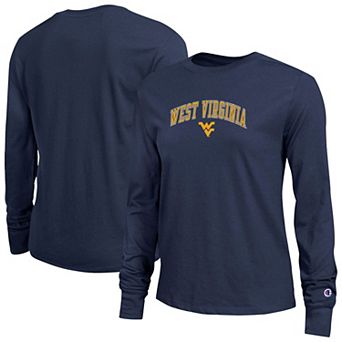 Women's Champion Navy West Virginia Mountaineers Arch Over Logo Long Sleeve T-Shirt