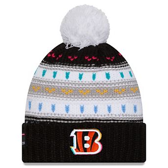 Women's New Era Black Cincinnati Bengals 2025 NFL Crucial Catch Cuffed Knit Hat with Pom