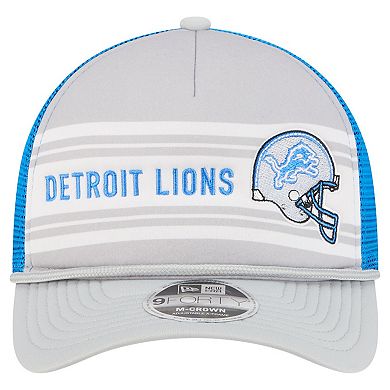 Men's New Era Gray Detroit Lions Linear A-Frame 9FORTY Adjustable Hat