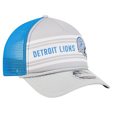 Men's New Era Gray Detroit Lions Linear A-Frame 9FORTY Adjustable Hat