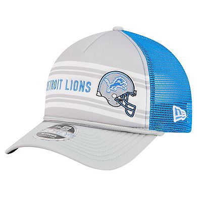 Men's New Era Gray Detroit Lions Linear A-Frame 9FORTY Adjustable Hat