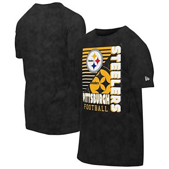 Men's New Era Black Pittsburgh Steelers Enzyme Washed Oversized T-Shirt