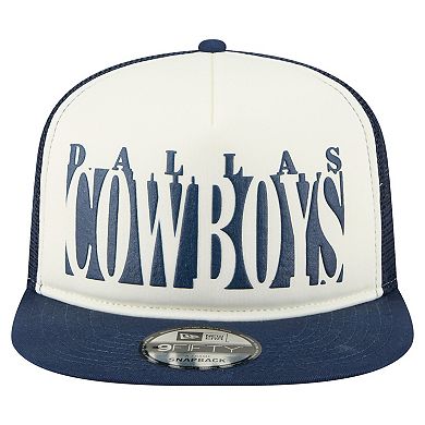 Men's New Era Cream/Navy Dallas Cowboys Cutout A-Frame 9FIFTY Snapback Hat