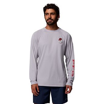 Men's Columbia Gray Georgia Bulldogs Big & Tall Terminal Tackle Long Sleeve Omni-Shade T-Shirt