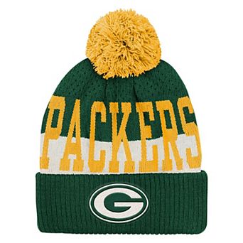 Youth Outerstuff Green Green Bay Packers Modern Fan Cuffed Knit Hat with Pom