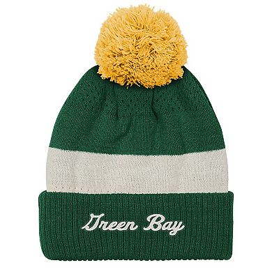 Youth Outerstuff Green Green Bay Packers Modern Fan Cuffed Knit Hat with Pom