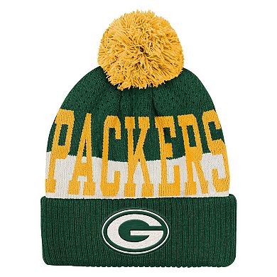 Youth Outerstuff Green Green Bay Packers Modern Fan Cuffed Knit Hat with Pom