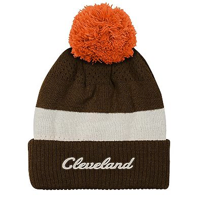 Youth Outerstuff Brown Cleveland Browns Modern Fan Cuffed Knit Hat with Pom