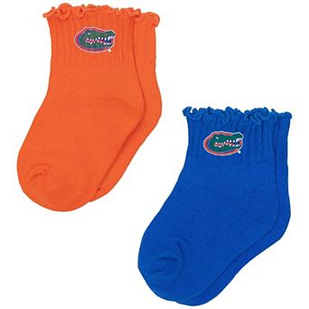 Infant ZooZatz Orange/Royal Florida Gators Two-Pack Lettuce Hem Tri-Blend Socks
