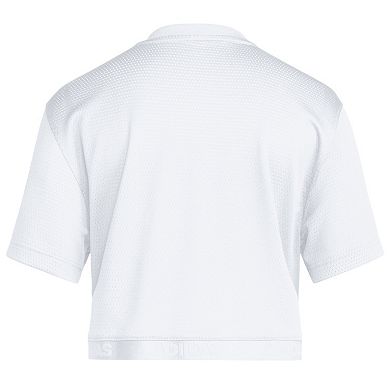 Women's adidas White Kansas Jayhawks White Out Cropped T-Shirt