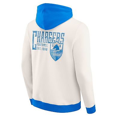 Men's Darius Rucker Collection by Fanatics Cream Los Angeles Chargers Distressed Graphics Full-Zip Hoodie
