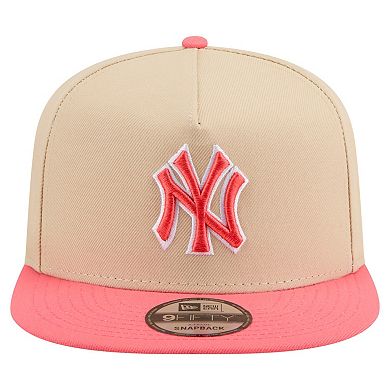 Men's New Era Light Beige/Coral New York Yankees Color Pack A-Frame 9FIFTY Snapback Hat