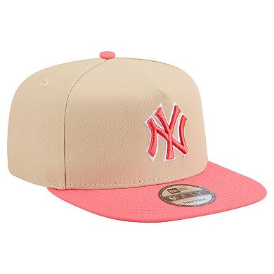 Men's New Era Light Beige/Coral New York Yankees Color Pack A-Frame 9FIFTY Snapback Hat