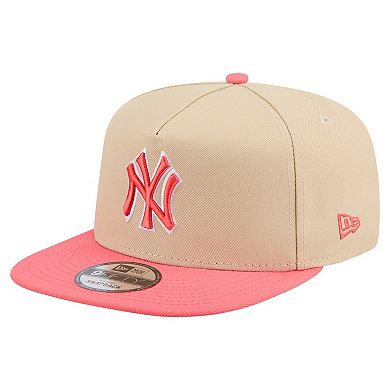 Men's New Era Light Beige/Coral New York Yankees Color Pack A-Frame 9FIFTY Snapback Hat