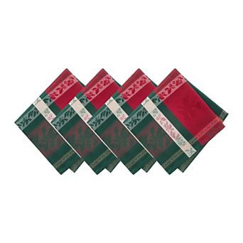 Elrene Home Fashions Merry and Festive Jacquard Napkins, 17"x17", Set of 4