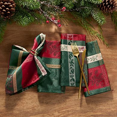 Elrene Home Fashions Merry and Festive Jacquard Napkins, 17"x17", Set of 4