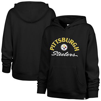 Women's '47 Black Pittsburgh Steelers Whirlwind Naomi Pullover Hoodie