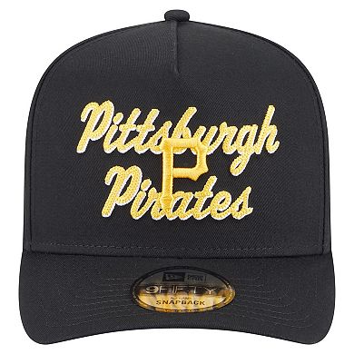 Men's New Era Black Pittsburgh Pirates Chainstitch 9FIFTY A-Frame Snapback Hat