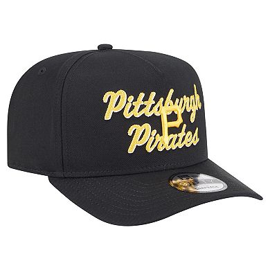 Men's New Era Black Pittsburgh Pirates Chainstitch 9FIFTY A-Frame Snapback Hat
