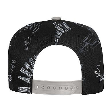 Youth Outerstuff Black San Antonio Spurs Street Hooper Allover Print Snapback Hat