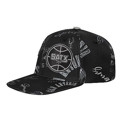 Youth Outerstuff Black San Antonio Spurs Street Hooper Allover Print Snapback Hat