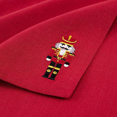 Elrene Home Fashions Holiday Embroidered Cotton Napkins, 17"x17", Set of 4