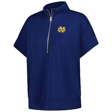 Women's ZooZatz Navy Notre Dame Fighting Irish Tri-Blend Quarter-Zip Flowy Top