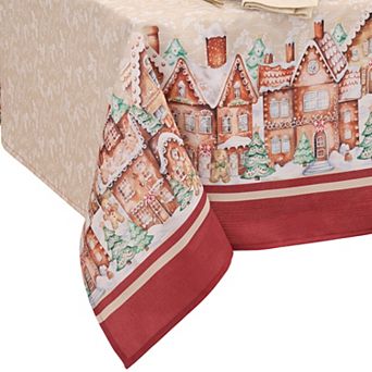 Elrene Home Fashions Gingerbread Bliss Holiday Rectangle Tablecloth